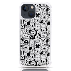 Seamless Pattern With Black White Doodle Dogs Iphone 13 Mini Tpu Uv Print Case by Grandong