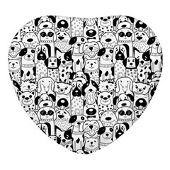 Seamless Pattern With Black White Doodle Dogs Heart Glass Fridge Magnet (4 Pack) by Grandong