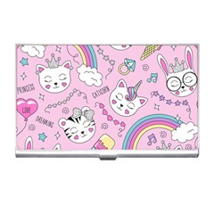 Cute Cat Kitten Cartoon Doodle Seamless Pattern Business Card Holder by Grandong