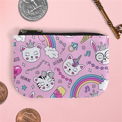 Cute Cat Kitten Cartoon Doodle Seamless Pattern Mini Coin Purse by Grandong