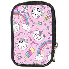 Cute Cat Kitten Cartoon Doodle Seamless Pattern Compact Camera Leather Case by Grandong