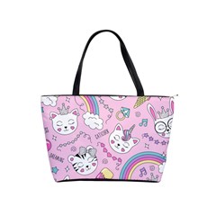 Cute Cat Kitten Cartoon Doodle Seamless Pattern Classic Shoulder Handbag by Grandong