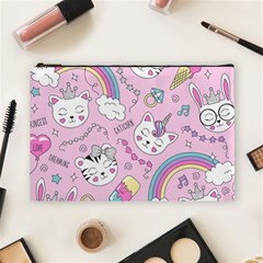 Cute Cat Kitten Cartoon Doodle Seamless Pattern Cosmetic Bag (large) by Grandong