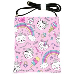 Cute Cat Kitten Cartoon Doodle Seamless Pattern Shoulder Sling Bag by Grandong