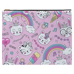 Cute Cat Kitten Cartoon Doodle Seamless Pattern Cosmetic Bag (xxxl) by Grandong