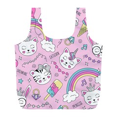 Cute Cat Kitten Cartoon Doodle Seamless Pattern Full Print Recycle Bag (l) by Grandong