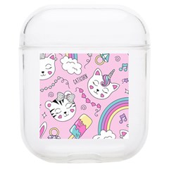 Cute Cat Kitten Cartoon Doodle Seamless Pattern Soft Tpu Airpods 1/2 Case by Grandong