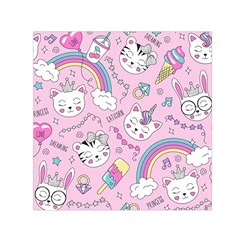 Cute Cat Kitten Cartoon Doodle Seamless Pattern Square Satin Scarf (30  X 30 ) by Grandong