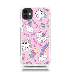 Cute Cat Kitten Cartoon Doodle Seamless Pattern Iphone 11 Tpu Uv Print Case by Grandong