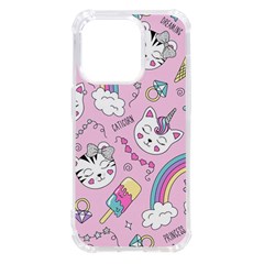 Cute Cat Kitten Cartoon Doodle Seamless Pattern Iphone 14 Pro Tpu Uv Print Case