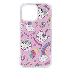 Cute Cat Kitten Cartoon Doodle Seamless Pattern Iphone 14 Pro Max Tpu Uv Print Case