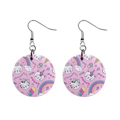 Beautiful Cute Animals Pattern Pink Mini Button Earrings by Grandong