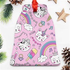 Beautiful Cute Animals Pattern Pink Ornament (bell)