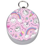 Beautiful Cute Animals Pattern Pink Silver Compasses Front