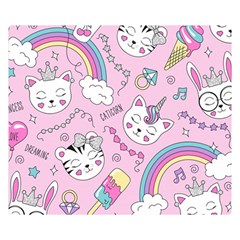 Beautiful Cute Animals Pattern Pink Two Sides Premium Plush Fleece Blanket (small) by Grandong