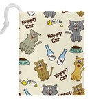 Cute Astronaut Cat With Star Galaxy Elements Seamless Pattern Drawstring Pouch (5XL) Back