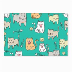 Seamless Pattern Cute Cat Cartoon With Hand Drawn Style Postcard 4 x 6  (pkg Of 10) by Grandong