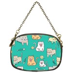 Seamless Pattern Cute Cat Cartoon With Hand Drawn Style Chain Purse (Two Sides) Front