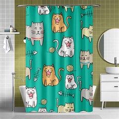 Seamless Pattern Cute Cat Cartoon With Hand Drawn Style Shower Curtain 48  X 72  (small)  by Grandong