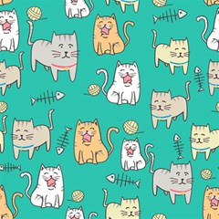 Seamless Pattern Cute Cat Cartoon With Hand Drawn Style Play Mat (square) by Grandong