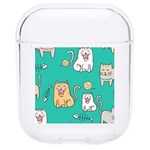 Seamless Pattern Cute Cat Cartoon With Hand Drawn Style Hard PC AirPods 1/2 Case Front