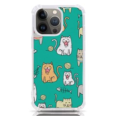 Seamless Pattern Cute Cat Cartoon With Hand Drawn Style Iphone 13 Pro Tpu Uv Print Case by Grandong