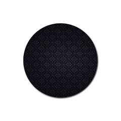 Black Floral Background, Black Backgrounds, Vintage Floral Rubber Coaster (round) by nateshop