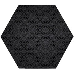 Black Floral Background, Black Backgrounds, Vintage Floral Wooden Puzzle Hexagon by nateshop