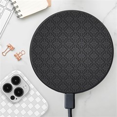 Black Floral Background, Black Backgrounds, Vintage Floral Wireless Fast Charger(black) by nateshop