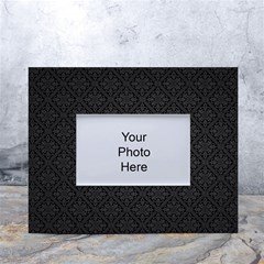 Black Floral Background, Black Backgrounds, Vintage Floral White Tabletop Photo Frame 4 x6  by nateshop