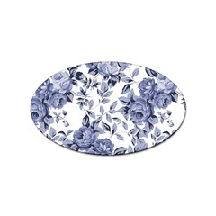 Blue Vintage Background Background With Flowers, Vintage Sticker (oval) by nateshop