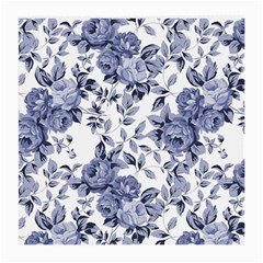 Blue Vintage Background Background With Flowers, Vintage Medium Glasses Cloth (2 Sides) by nateshop