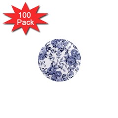 Blue Vintage Background Background With Flowers, Vintage 1  Mini Magnets (100 Pack)  by nateshop