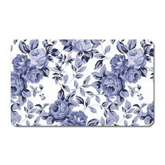 Blue Vintage Background Background With Flowers, Vintage Magnet (rectangular) by nateshop