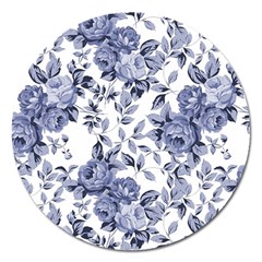 Blue Vintage Background Background With Flowers, Vintage Magnet 5  (round) by nateshop