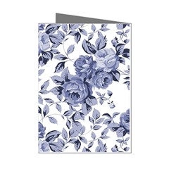 Blue Vintage Background Background With Flowers, Vintage Mini Greeting Cards (pkg Of 8) by nateshop