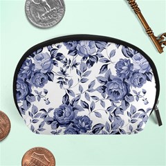 Blue Vintage Background Background With Flowers, Vintage Accessory Pouch (large) by nateshop