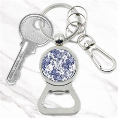 Blue Vintage Background Background With Flowers, Vintage Bottle Opener Key Chain by nateshop