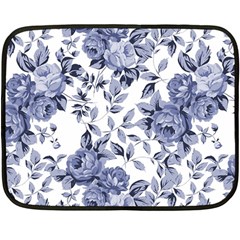 Blue Vintage Background Background With Flowers, Vintage Fleece Blanket (mini) by nateshop