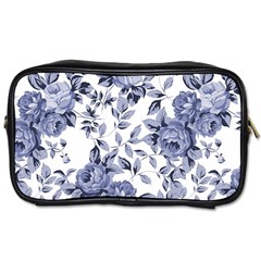 Blue Vintage Background Background With Flowers, Vintage Toiletries Bag (one Side) by nateshop