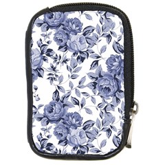 Blue Vintage Background Background With Flowers, Vintage Compact Camera Leather Case by nateshop