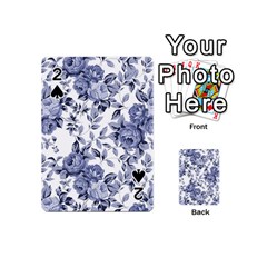 Blue Vintage Background Background With Flowers, Vintage Playing Cards 54 Designs (mini) by nateshop