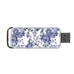 Blue Vintage Background Background With Flowers, Vintage Portable Usb Flash (one Side) by nateshop