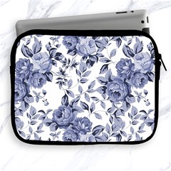 Blue Vintage Background Background With Flowers, Vintage Apple Ipad 2/3/4 Zipper Cases by nateshop