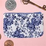 Blue Vintage Background Background With Flowers, Vintage Large Coin Purse Back