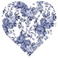 Blue Vintage Background Background With Flowers, Vintage Wooden Puzzle Heart by nateshop