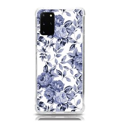 Blue Vintage Background Background With Flowers, Vintage Samsung Galaxy S20plus 6 7 Inch Tpu Uv Case by nateshop