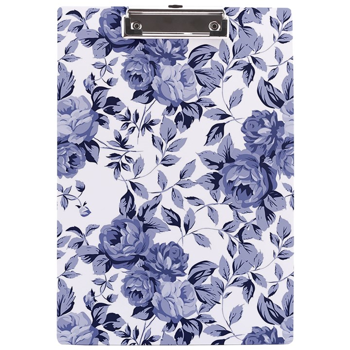 Blue Vintage Background Background With Flowers, Vintage A4 Acrylic Clipboard