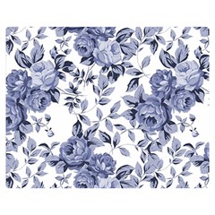 Blue Vintage Background Background With Flowers, Vintage Premium Plush Fleece Blanket (medium) by nateshop