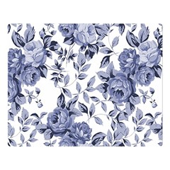 Blue Vintage Background Background With Flowers, Vintage Premium Plush Fleece Blanket (large) by nateshop